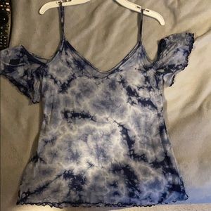 Blue tie die tank top